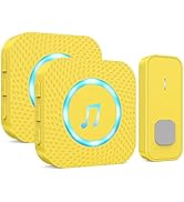 SURFOU Wireless Doorbell with 1 Button 2 Receivers,Door Bell,1300FT/400M Ultra-Long Range,55 Chim...