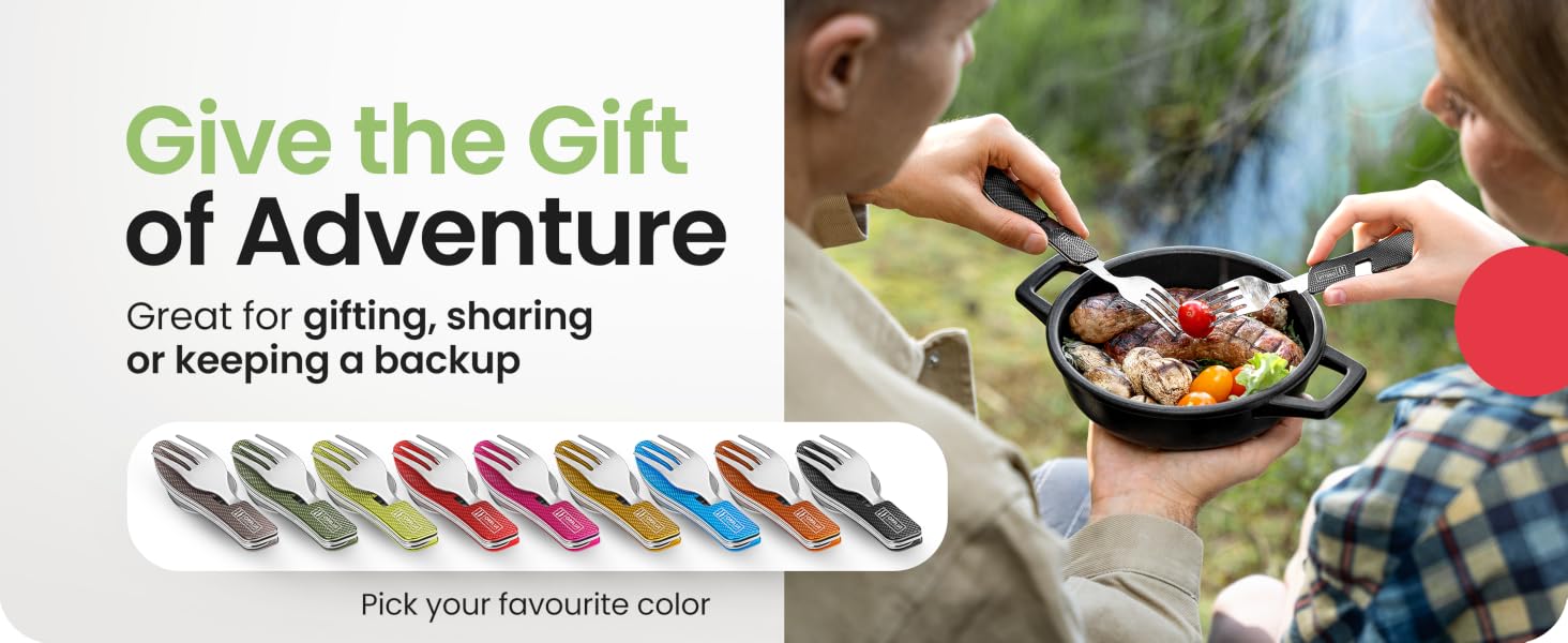 4-in-1 Camping Utensils 2-Pack Portable Travel Backpacking Cutlery