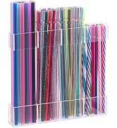 10” Large Acrylic 100 Straws Capacity Holder For Cabinet Door,Adjustable Two-Part Straws Organize...