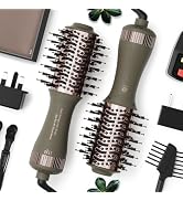 Travel Dual Voltage Blow Hair Dryer Brush 4-IN-1 Portable Mini Hot Air Dryer Straightener &amp; Curle...
