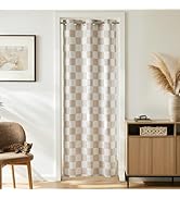 Ohocut Checkered Door Curtain for Doorway Privacy, Beige Checkerboard Sliding Closets Curtain for...