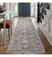 Rugxara 2x5 Runner Rug, Washable Kitchen Rugs, Grey Boho Vintage Floral Hallway Runner, Non Slip ...