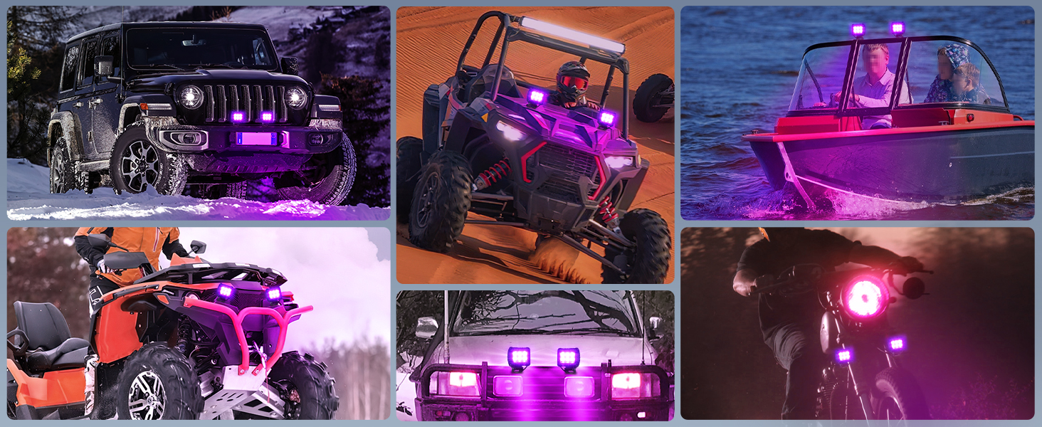 4Inch LED Light Pods Purple Spot Beam Driving Decoration Neon Light Bar