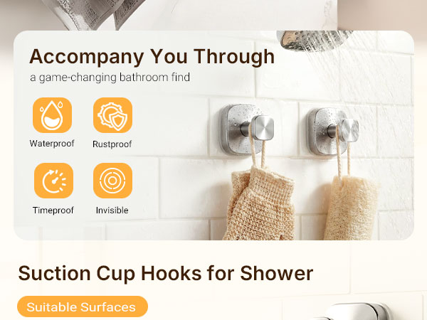 Suction Cup Hooks for Towel Robe Shower Bathroom Kitchen Glass Window Door