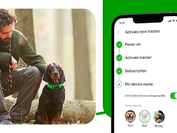 android and ios app helps track and locate gps tracker on collar of small cat or dog