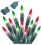 Red and Green Christmas Lights, 20FT 100 Count Incandescent Mini String Lights, Connectable Water...