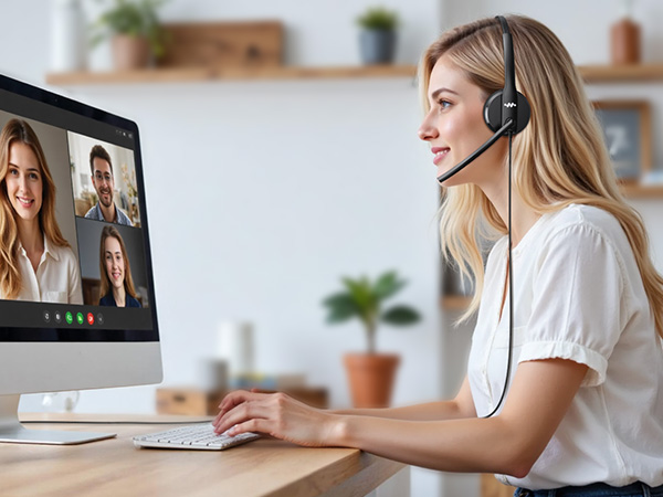 USB headset with noise cancelling microphone for office work from home Meeting online class Calling