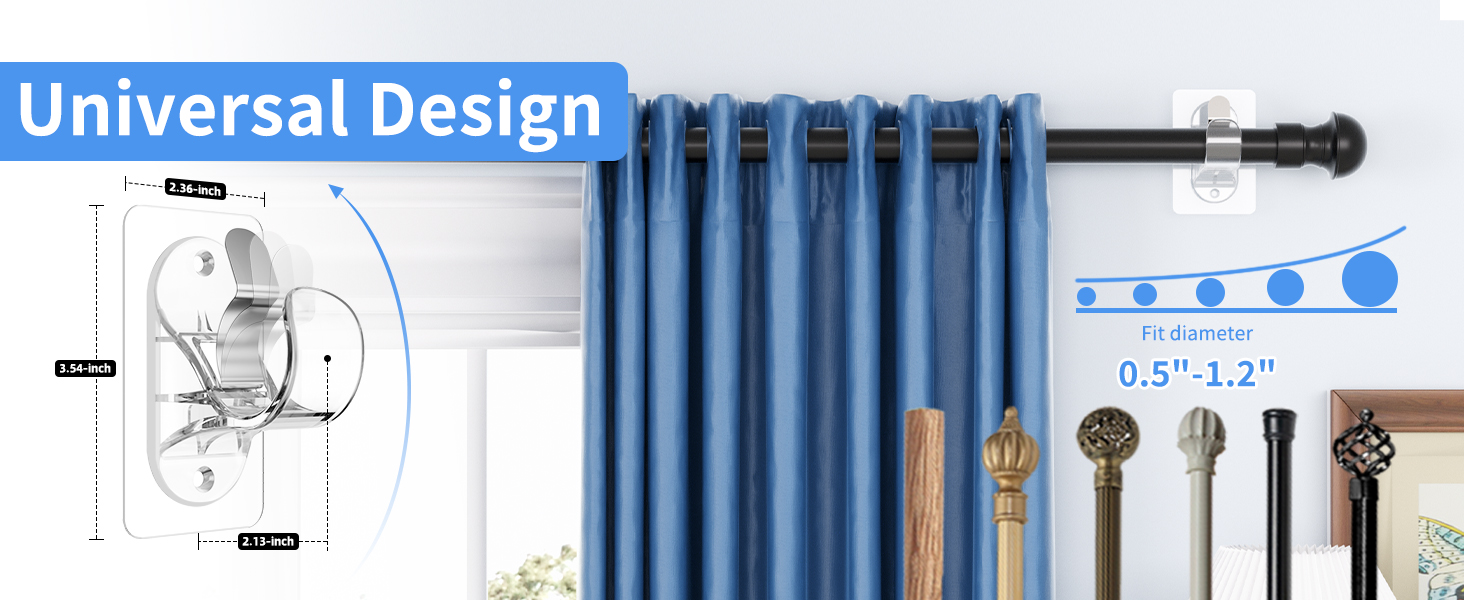 adhesive curtain rod holder