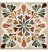Nuxovilar Peel and Stick Vinyl Floor Tiles, 12x12 Inch Retro Geometric Floral Pattern, Self-Adhes...