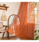 Sutuo Home Burnt Orange Boho Curtains 84 inches Long for Bedroom Living Room, Terracotta Crochet ...