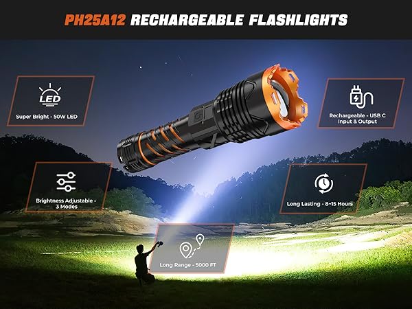 Flashlight High Lumens Rechargeable