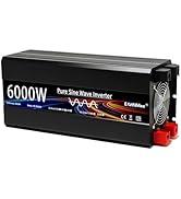 6000W Pure Sine Wave Power Inverter with LED Display, 18W USB Fast Charging, 12000W Peak 6-Way Pr...