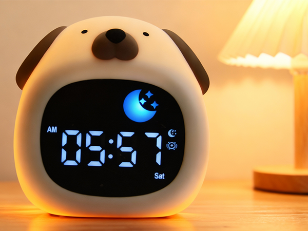 dog alarm clock with white noise ok to wake clock