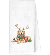 LRWHDFW Funny Christmas Golden Retriever Dog Kitchen Towels, Golden Retriever Gifts Decorative Ha...