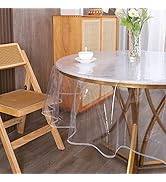 Clear Round Plastic Tablecloth Protector Waterproof Oil-Proof PVC Table Cloth Stain-Resistant Wip...