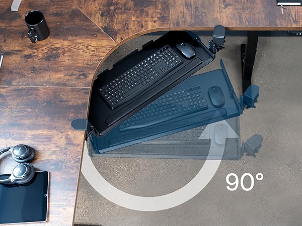 Clamp-on Height Adjustable Tilting Keyboard Tray