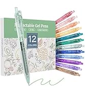 Four Candies 12Pack 0.5mm Quick Dry Retractable Gel Pen Set, Cute Transparent Fine Point Multicol...