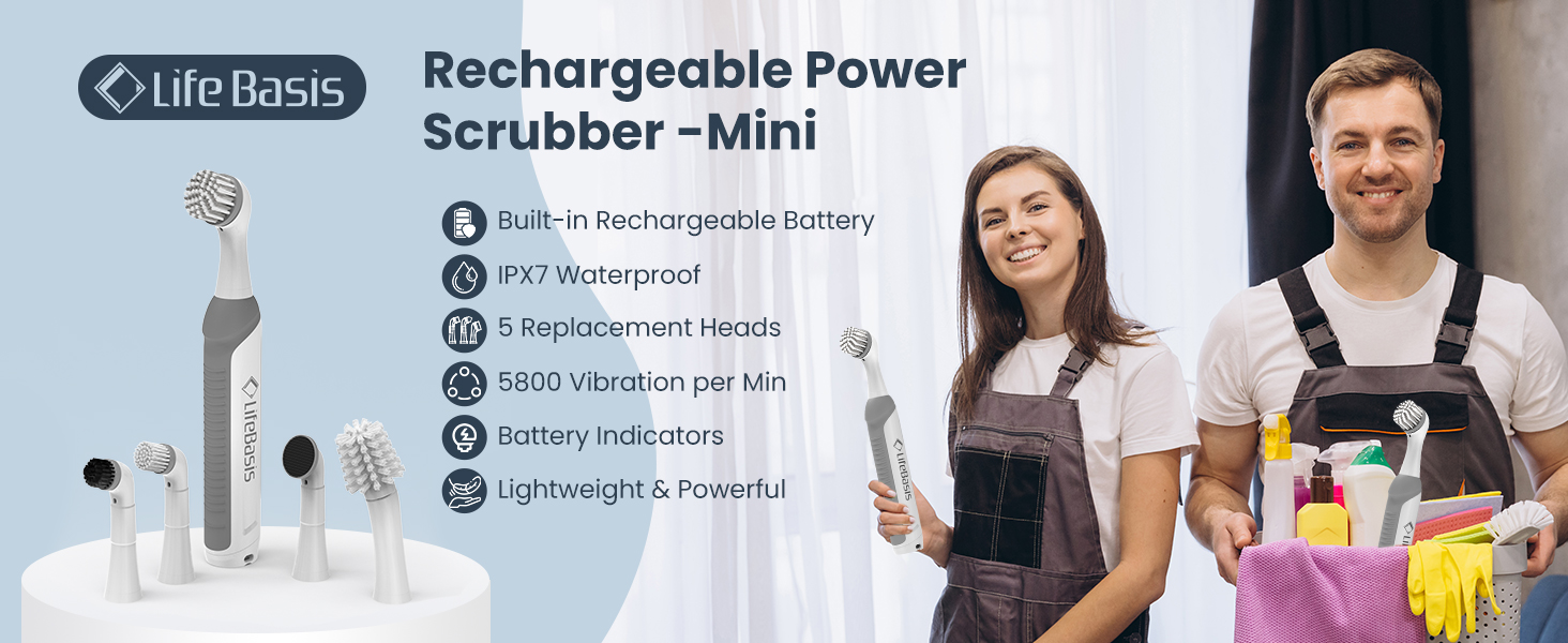 LifeBasis Rechargeable Power Scrubber -Mini