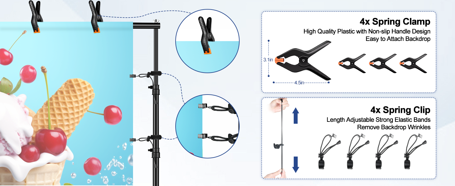 spring clamps that can hold the photo backdrop,banner and curtains in place without wrinkles