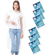 TUNCHMO Disposable Rain Poncho for Adults (6 Pack)-50% Thicker Emergency Rain Ponchos for Women a...