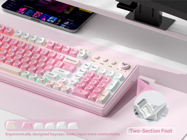 ergonomic keyboard pink keyboard keyboard gaming full-size keyboard usb keyboard