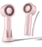 KinYiLO Mini Portable Fan, 3 Speed Handheld Fan with Desktop Base, Rechargeable Battery Powered L...