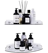 Bakzon Acrylic Corner Shower Shelves, 2 Pack Adhesive Shower Caddy Organizer for Tile Walls, Wall...
