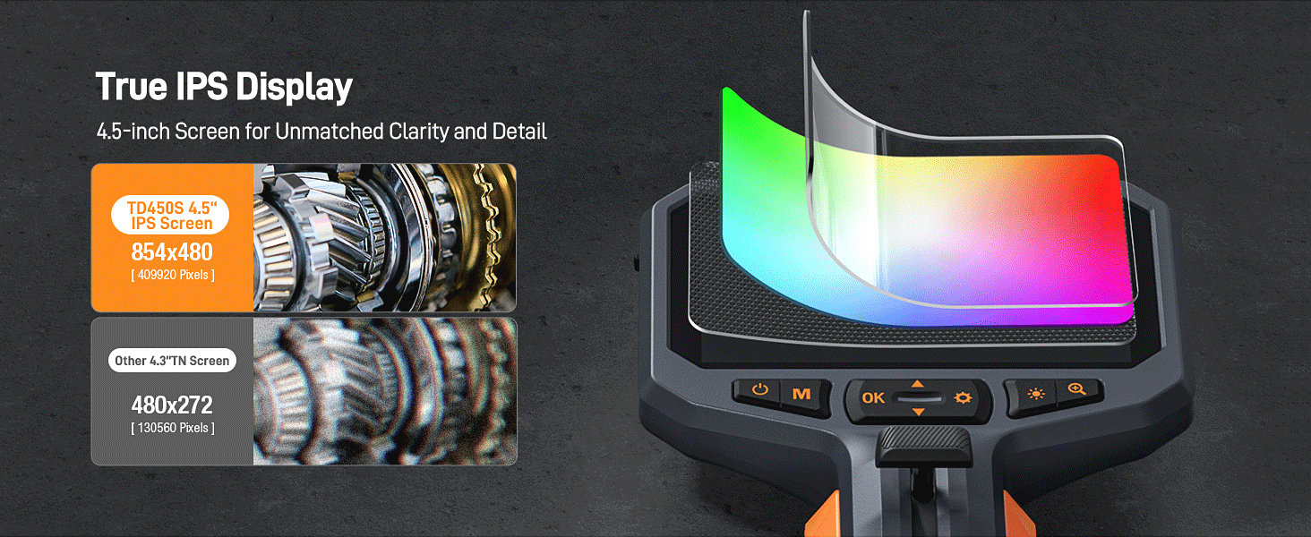 4.5inch IPS Screen Display Two-Way Articulating Borescope with Light