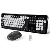 LAMA Colorful Wireless Keyboard and Mouse Combo, Full-Sized Bluetooth Round Keyboard, Adjustable ...