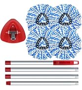 O-Cedar Spin Mop Head, Base, Handle Replacement for RinseClean 2 Tank System, 4 Microfiber Mop Re...