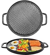 GGC Reversible Cast Iron Griddle, Double-sided Griddle Pan for Stove Tops, Gas Grills and Outdoor...