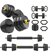 FEIERDUN Adjustable Dumbbells Set, 48/68/88lbs Free Weight Set with 4 Modes, Used as Barbell, Ket...