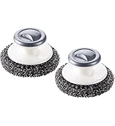 Stainless Steel Wool Scrubber with Handle,Heavy Duty Dish Scrubber Cleaning Cleaning Brush for Po...
