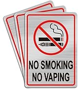 No Smoking Signs for Business, No Smoking No Vaping Sign, Large 3 Pack 7×10 Inch Brushed Metal Lo...