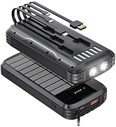 MINRISE Solar-Power-Bank-Charger, 40000mAh Portable Phone Charger Built in 4 Cables with USB C in...