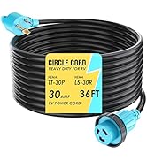 CircleCord 30 Amp 36 Feet RV Power Cord Twist Locking, Heavy Duty 10 Gauge 3 Wire STW Pure Copper...