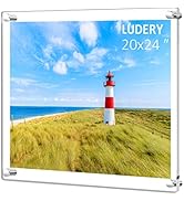 Ludery 20x24 Clear Acrylic Wall Mount Floating Picture Frame for Wall, Frameless Photo Frame Pane...