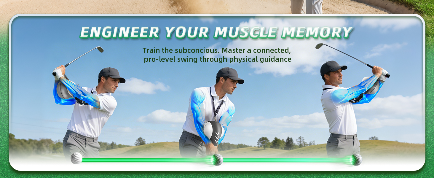 Three stages of a golf swing for engineer muscle memory and body connection