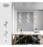 CANEOE Modern Led Pendant Light Fixture, 5500K Cool White Spiral Integrated LED Hanging Lamp, Adj...