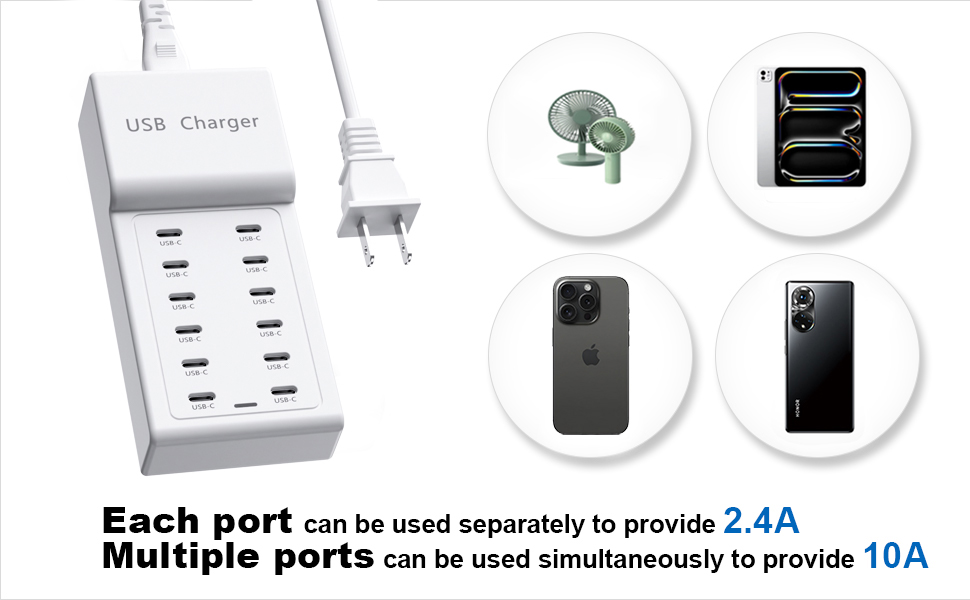 50W MultiPort USB Charging Block