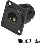 YiKaiEn RJ45 Panel Mount Adapter - 8P8C Female-to-Female Connector, Compatible with CAT6A/CAT6/CA...