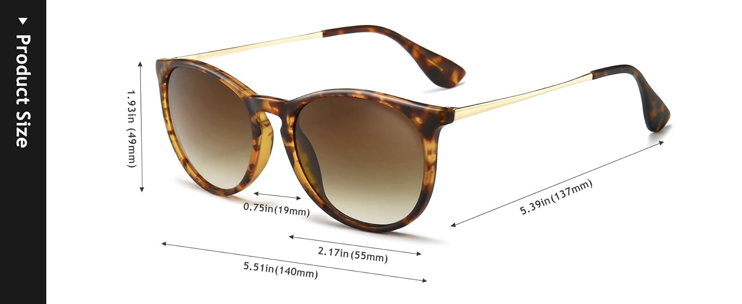 Product size information: 55mm width lens