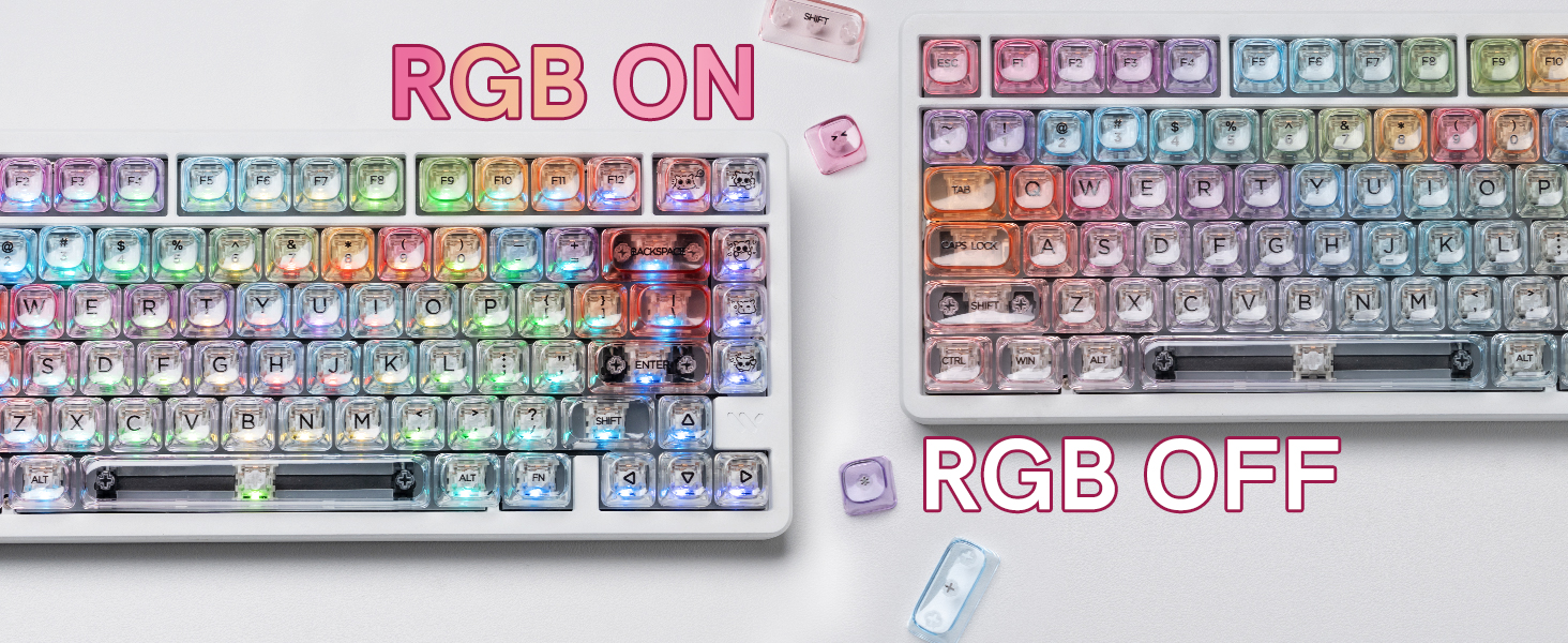 Shine-Through Keycaps, RGB-Friendly Design