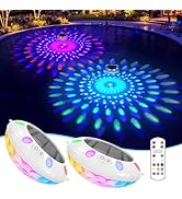 Pooldecor Floating Pool Lights w/Remote, 6.5" Upper &amp; Lower Dynamic LED Color Changing Solar Pool...