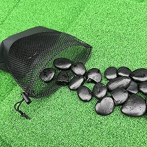 Rinse off a handful of rocks and place them into the bag.