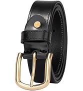TYWestyles 1.3‘' Womens Leather Belt for Jeans Pants with Gold Buckle