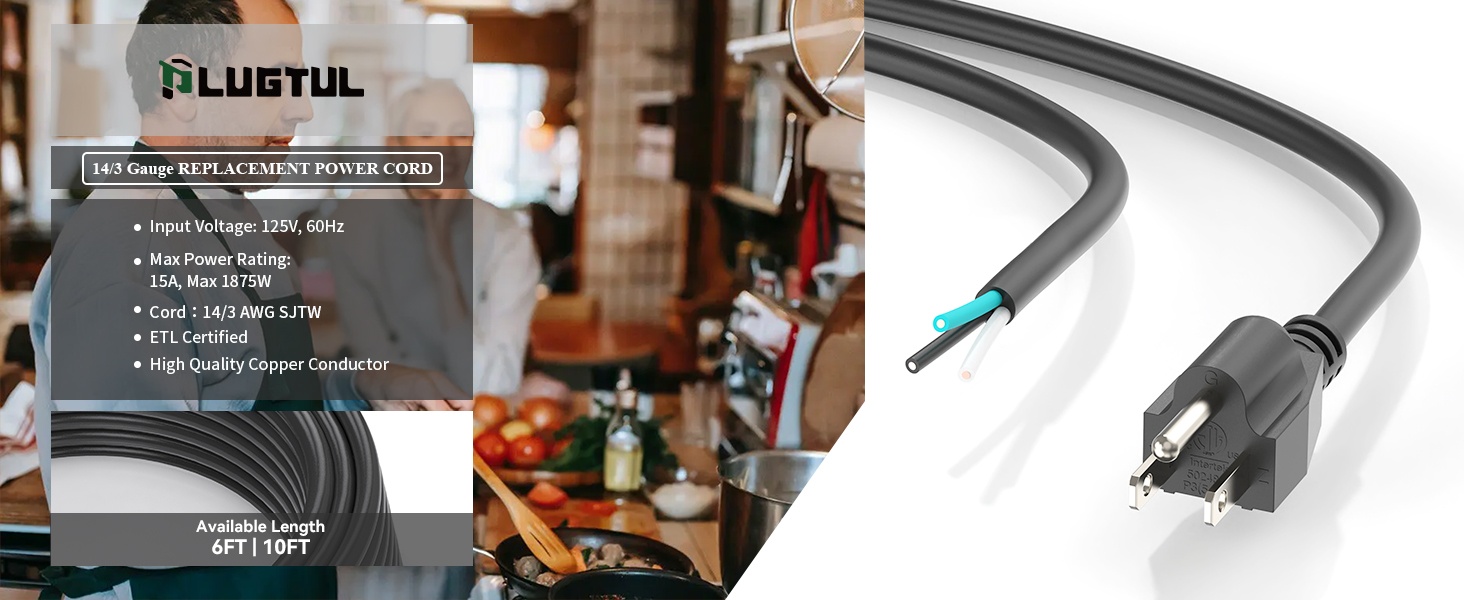 power cord replacement 6 ft 3 prong power cord dishwasher power cord 14 gauge extension cord