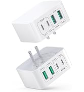 USB C Charger Block Thin Flat 40W 4-Port Wall Charger 2-Pack Type C Fast Charger Cube, PD&QC Wall...