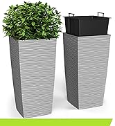 Mueller M-Resin Heavy Duty Tall Planter, Indoor/Outdoor Grande Plant, Tree, Flower Pot, 2-Piece S...