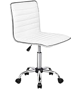 OFIKA Office Desk Chair, Adjustable Task Chair, Low Back Faux Leather Ribbed Swivel Chair, Armles...